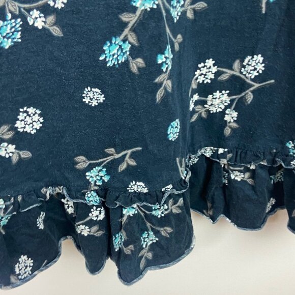 Anthropologie Blue Floral Print Mini Dress Ruffle Size Small Bohemian Boho S - Picture 6 of 7